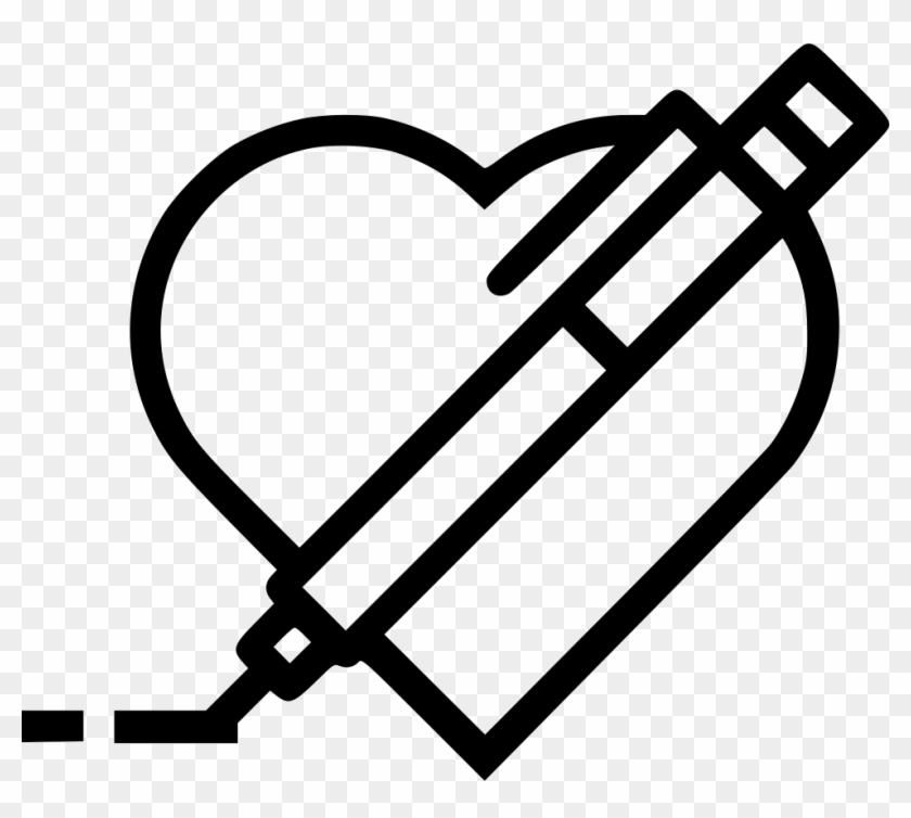 Pen Pencil Write Draw Design Heart Like Favorite - Icone Contenu Clipart #4832038