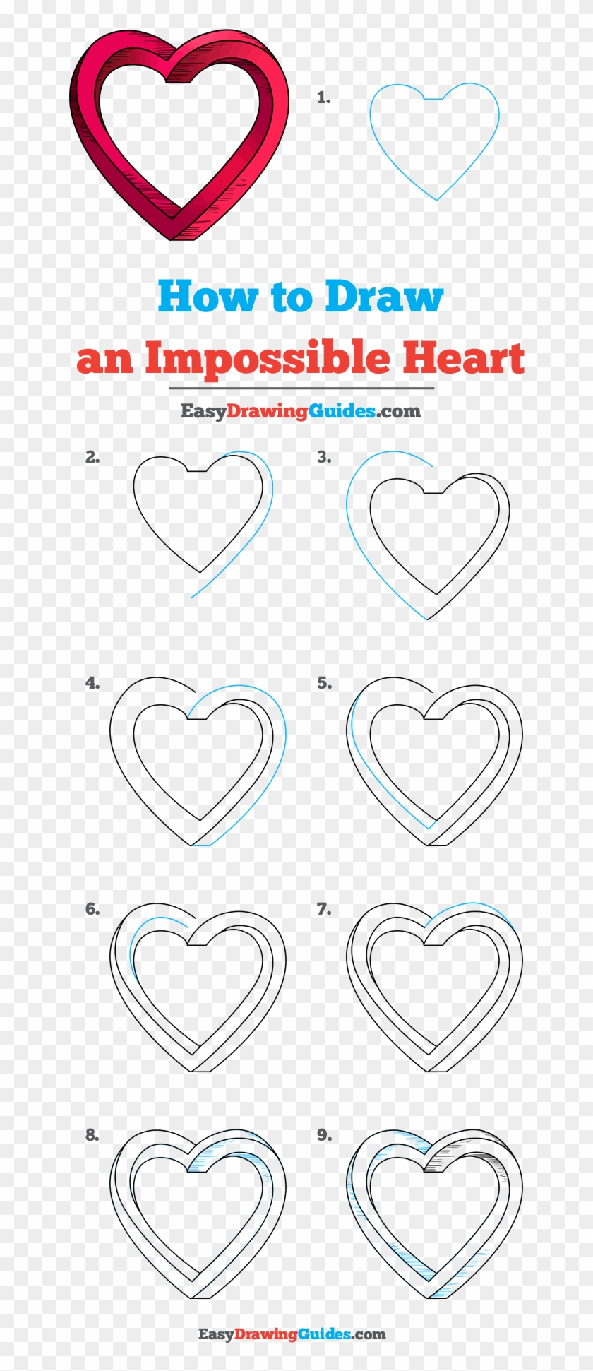How To Draw Impossible Heart - Impossible Heart Drawing Step By Step Clipart