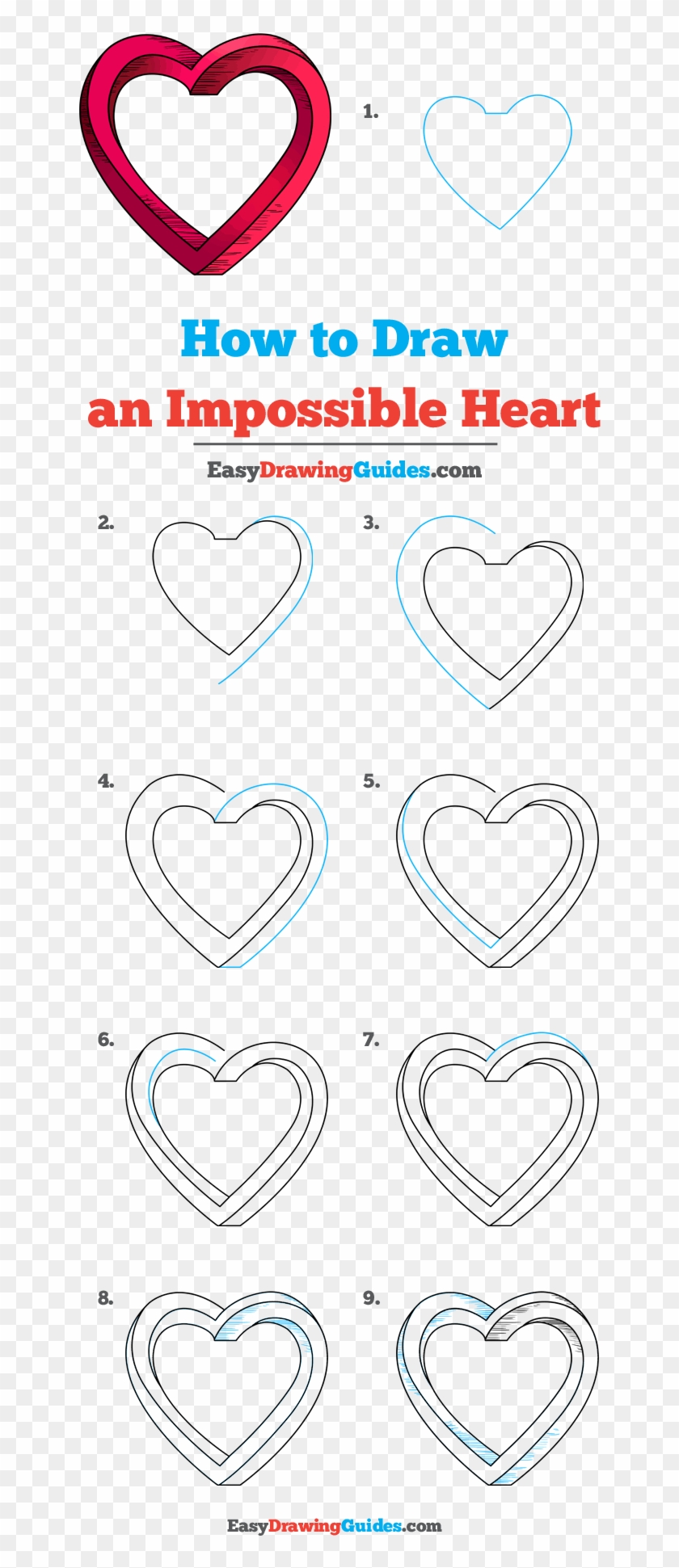 How To Draw Impossible Heart - Impossible Heart Drawing Step By Step Clipart #4832466