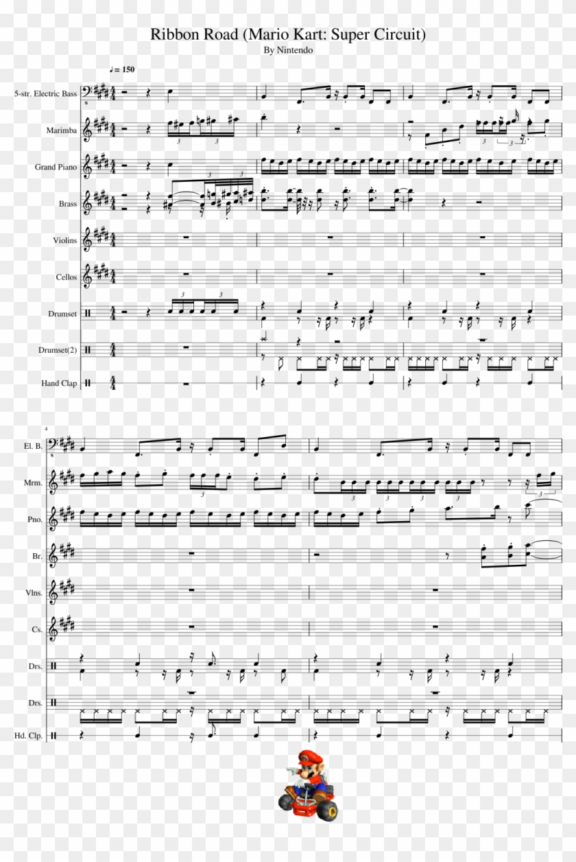 Ribbon Road Sheet Music 1 Of 12 Pages - Sheet Music Clipart #4833057