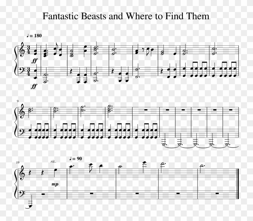 Fantastic Beasts And Where To Find Them Sheet Music - Sheet Music Clipart