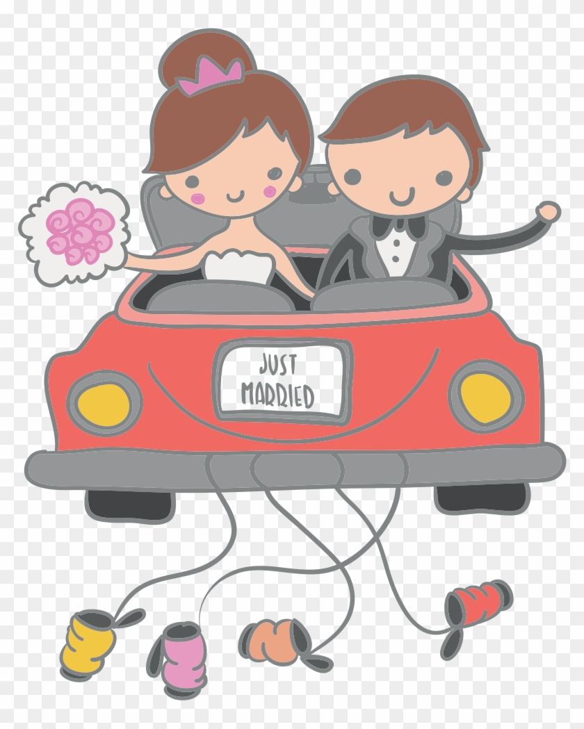 Comboloio Clipart Desenho - Casal De Noivos No Carro Png Transparent Png