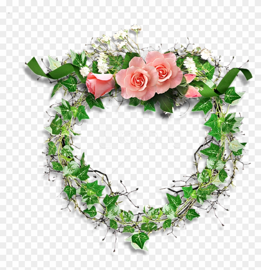 Free Png Transparent Frame Leaves And Roses Background - Green Roses Frame Png Clipart #4835620