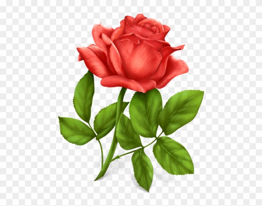 Red Rose With Leaves Clipart Free Png Download - Rose Ico Transparent Png