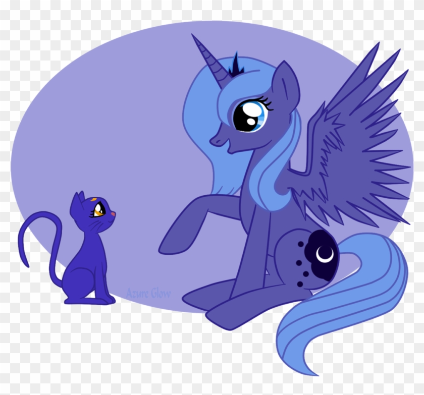 Mlpazureglow, Cat, Crossover, Luna , Princess Luna, - Cartoon Clipart #4836070