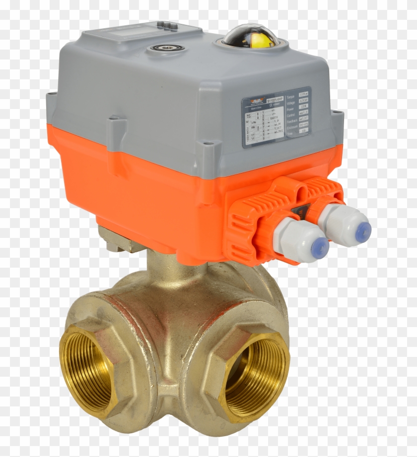 General Service Electric Actuated Brass 3 Way Ball - Ball Valve Clipart #4836343