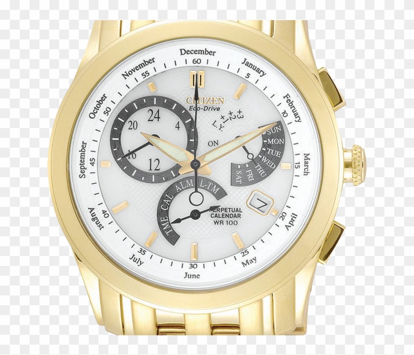 Mens Calibre 8700 Gold Tone Chronograph Citizen Watch - Citizen Eco Drive Perpetual Calendar Leather Clipart