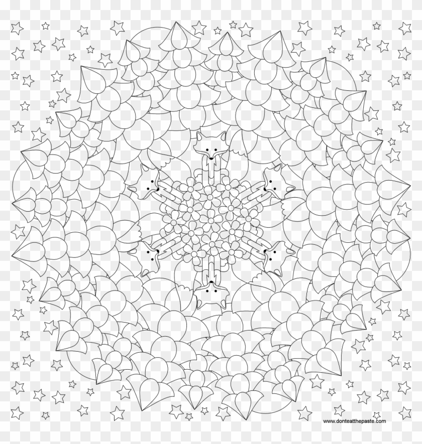 Fox Mandala Tree Coloring Pages Pattern Free New Printable - Coloring Book Clipart #4837808