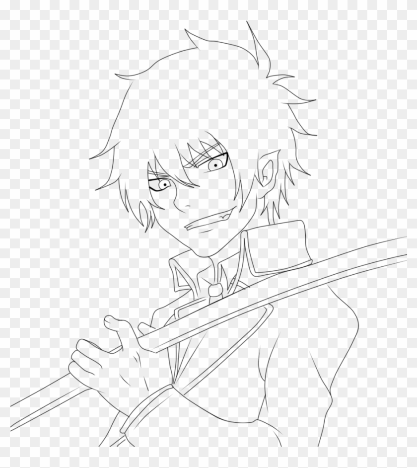 Blue Exorcist Coloring Pages 4 By Karen - Line Art Clipart #4838947