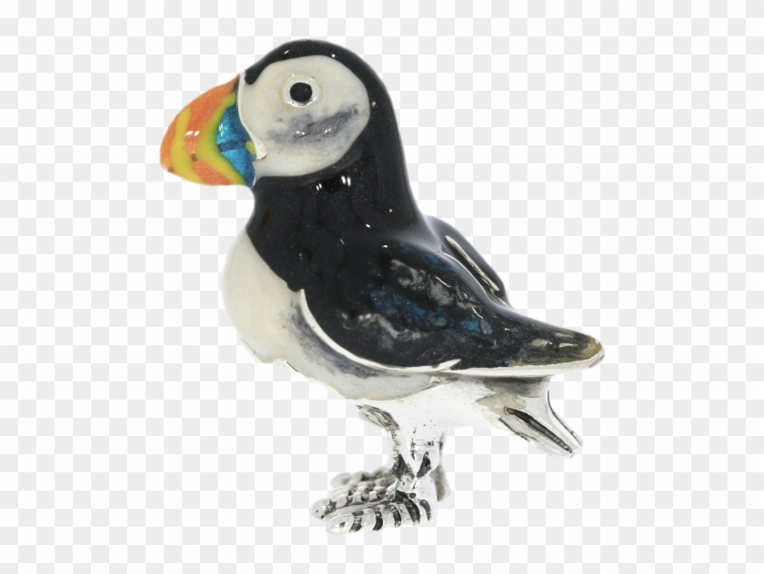 Sterling Silver & Enamel Small Standing Puffin Bird - Atlantic Puffin Clipart