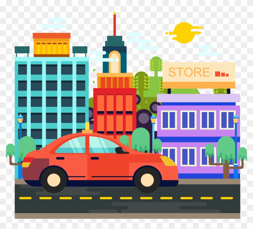 Taxi City Building Plant Png And Vector Image Clipart #4843709