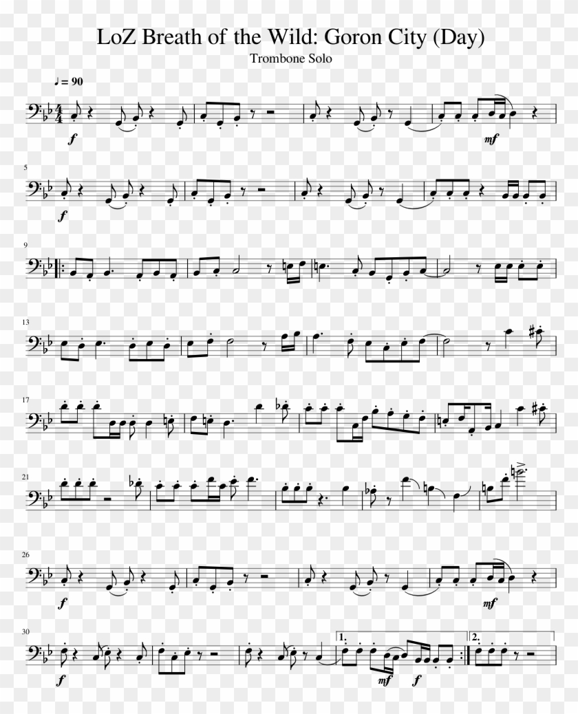 Loz Breath Of The Wild - Goron City Sheet Music Clipart