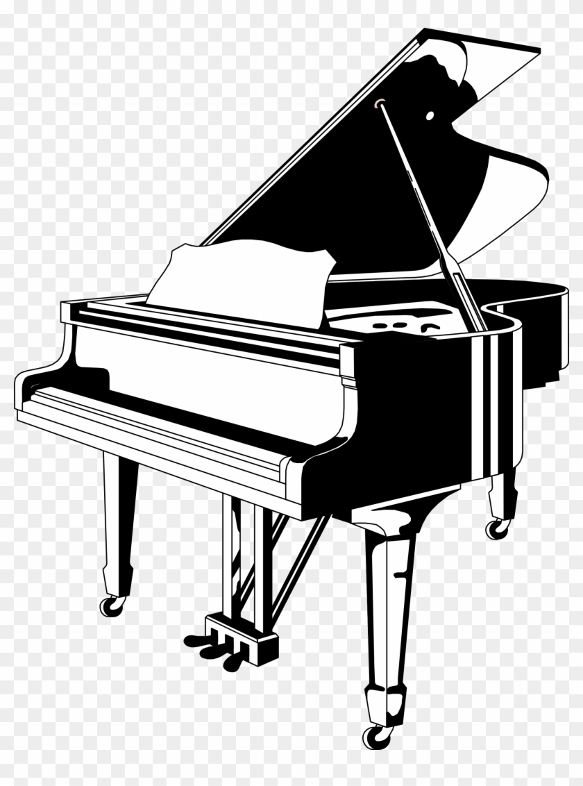 Clipart Black White Big Image Png - Piano Black And White Transparent Png #4844478