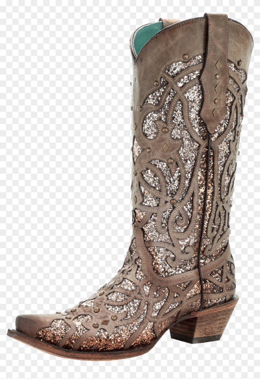 Corral Women's Orix Glitter Inlay & Studs Cowgirl Boot - Cowboy Boot Clipart