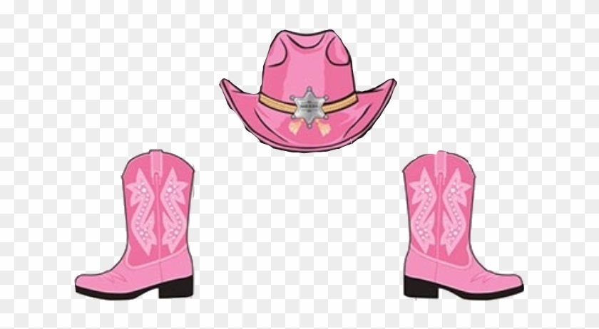 #pink #cowgirl #boots #hat - Cowgirl Boots And Hat Clipart - Png Download