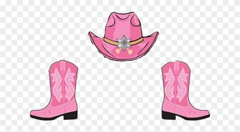 #pink #cowgirl #boots #hat - Cowgirl Boots And Hat Clipart - Png Download #4844983