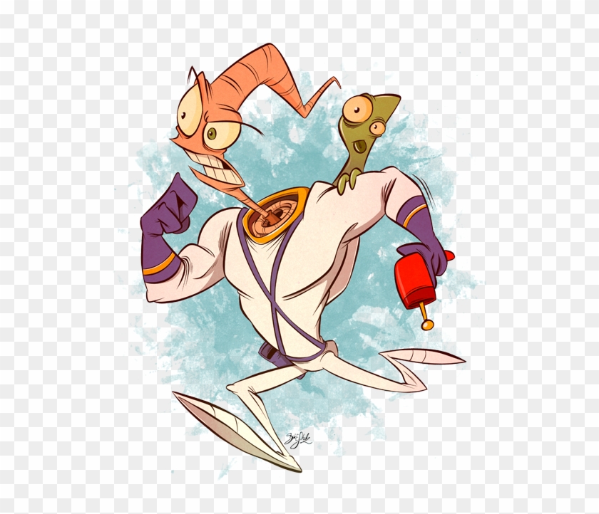 Earthworm Jim By Dirk Erik Schulz - Jim Lombriz Caricatura Png Clipart #4845266