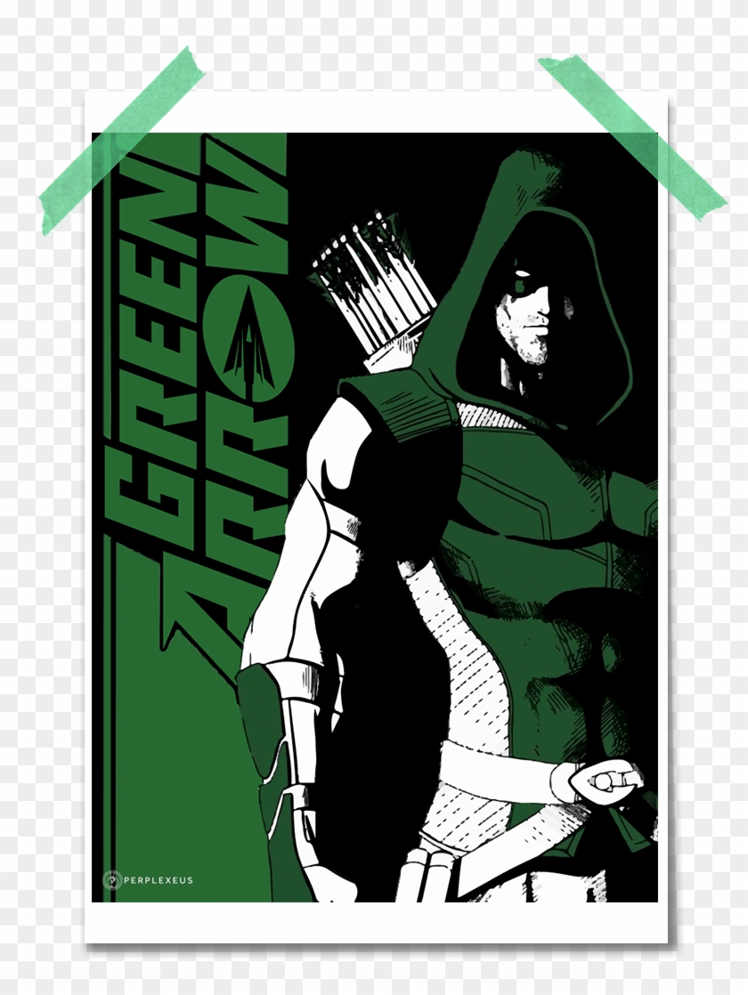 Green Arrow Minimalist Poster - Cartoon Clipart