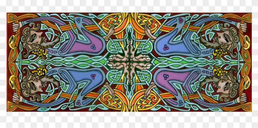 Celtic Man And Bird Wraparound Ceramic Mug Design - Motif Clipart #4848240