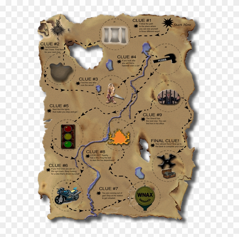 Pirate Treasure Hunt - Map Clipart #4849832