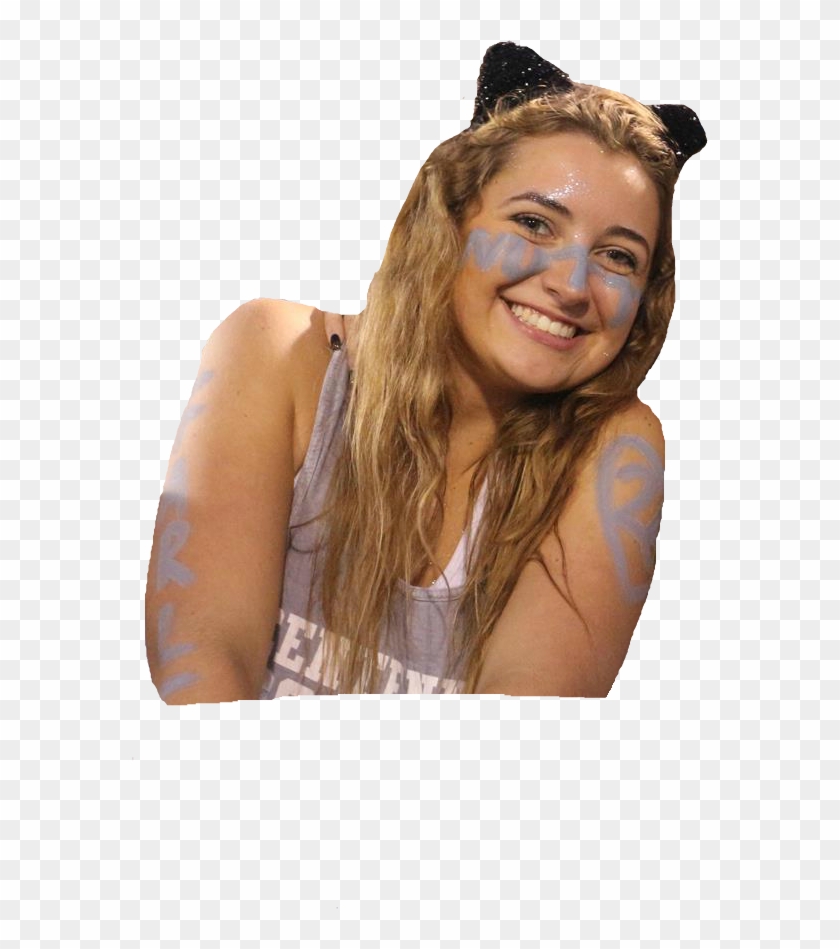 A Female Student Wearing Facepainting And A Cat-ear - Girl Clipart #4850469