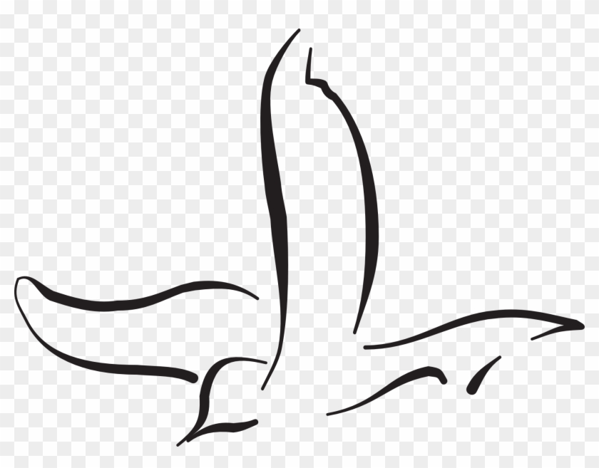 Simple Dove Outline - Line Drawing Bird Flying Clipart