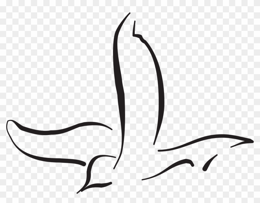 Simple Dove Outline - Line Drawing Bird Flying Clipart #4850859