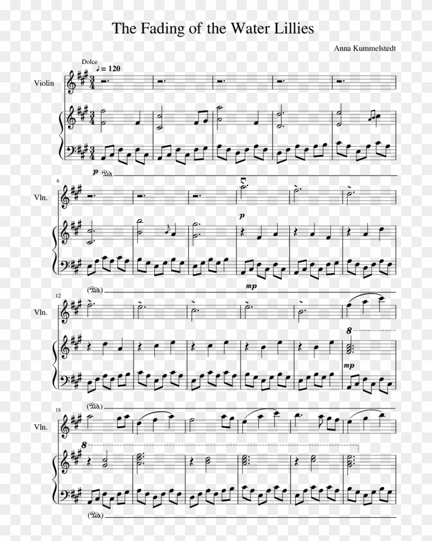 Fading Of The Water Lillies - Chi Mai Violin Sheet Clipart