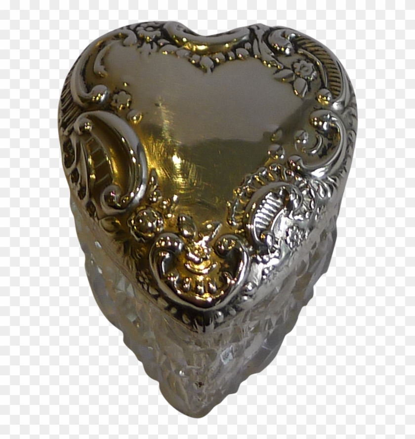 Small Antique Cut Crystal Heart Shaped Box - Heart Clipart #4853400
