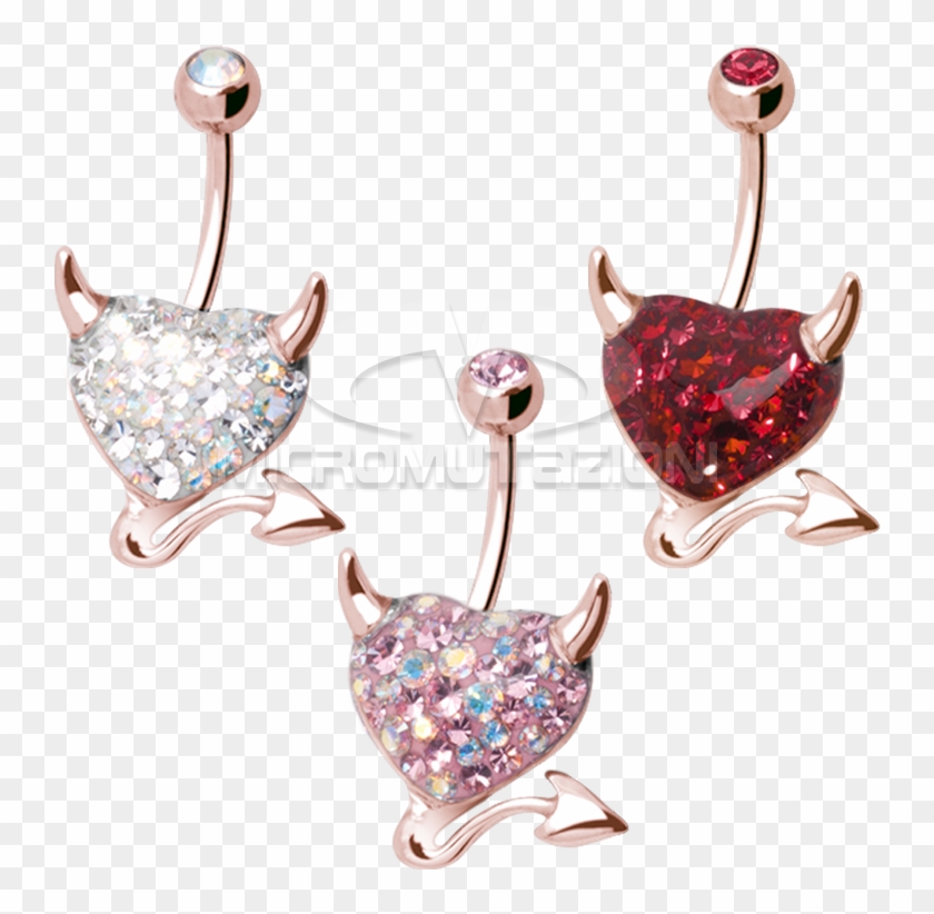 Gloss Finish Devil Heart Rose Gold Steel Bananabell - Pink Heart Devil Piercing Clipart #4853519