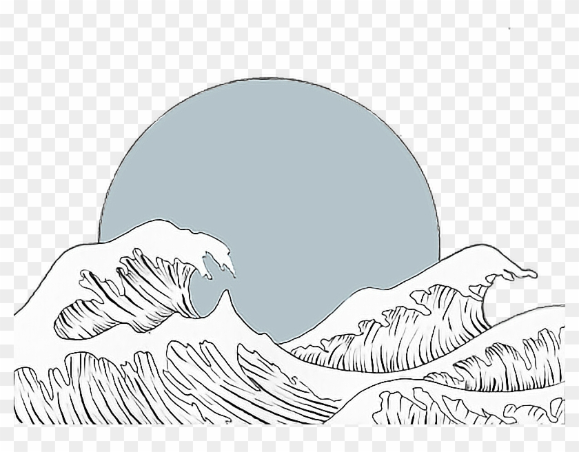 #japan #japanese #art #aesthetic #tumblr #simple #blue - Aesthetic Waves Drawing Clipart #4856947