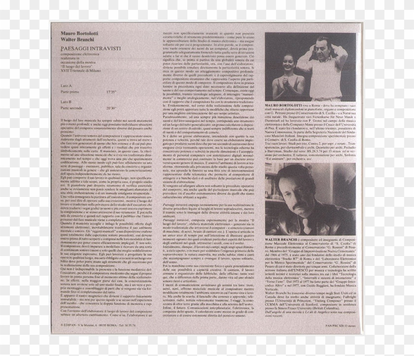 Mauro Bortolotti, Walter Branchi "paesaggi Intravisti" - Newspaper Clipart #4857038