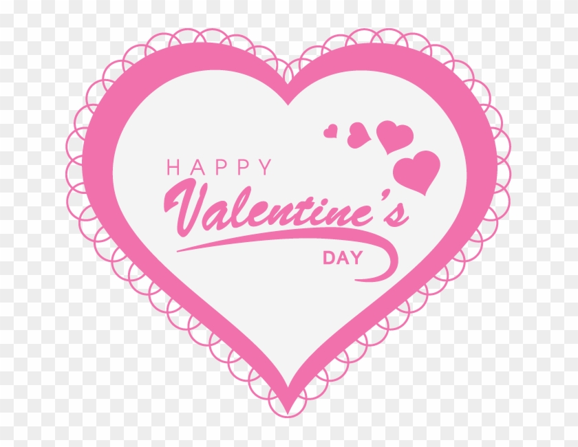 Happy Valentine's Day Text With Pink Heart - Valentine's Day Clipart