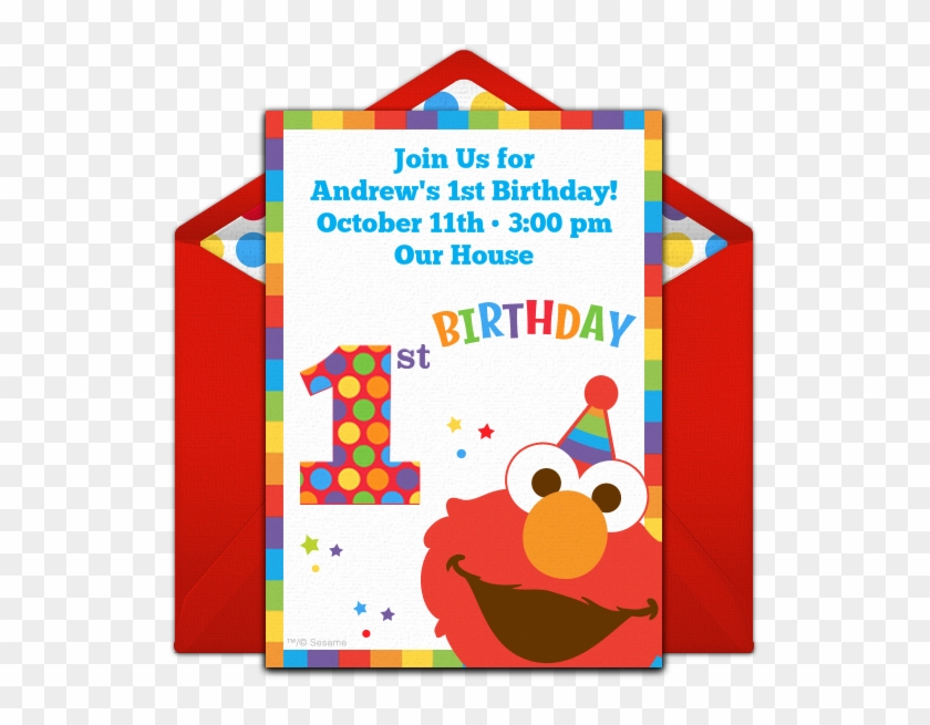 Elmo's 1st Birthday Online Invitation - Carnival Themed Birthday Party Clipart