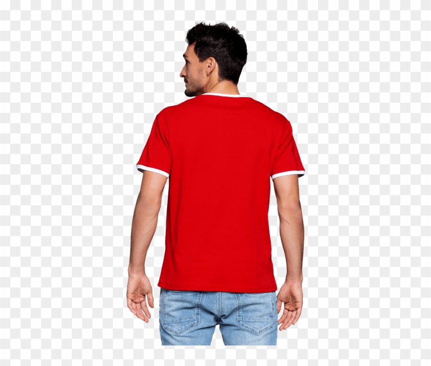 T-shirt Retro - Pantalon Azul Con Polo Rojo Clipart