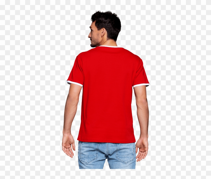 T-shirt Retro - Pantalon Azul Con Polo Rojo Clipart #4858112