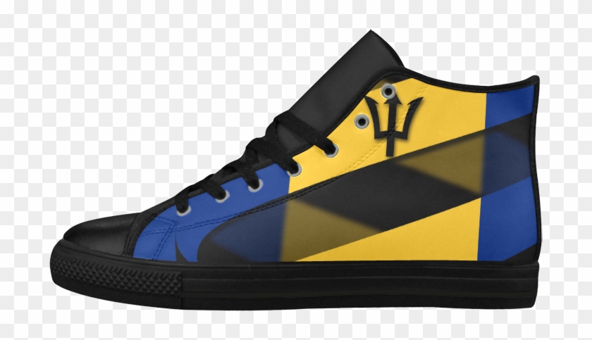 The Flag Of Barbados Aquila High Top Microfiber Leather - Basketball Shoe Clipart