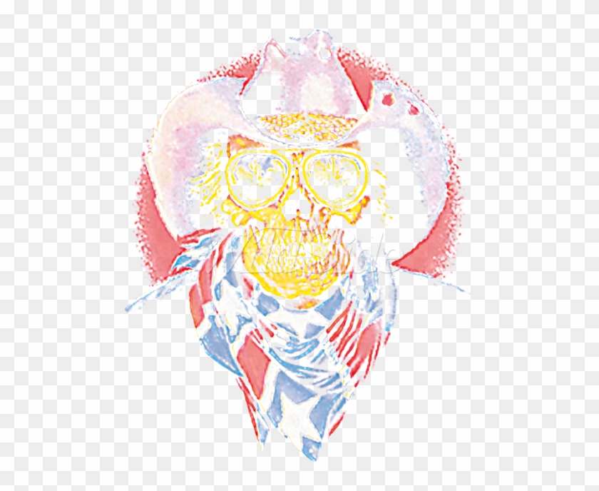 Cowboy Rebel Skull W/pocket - Illustration Clipart