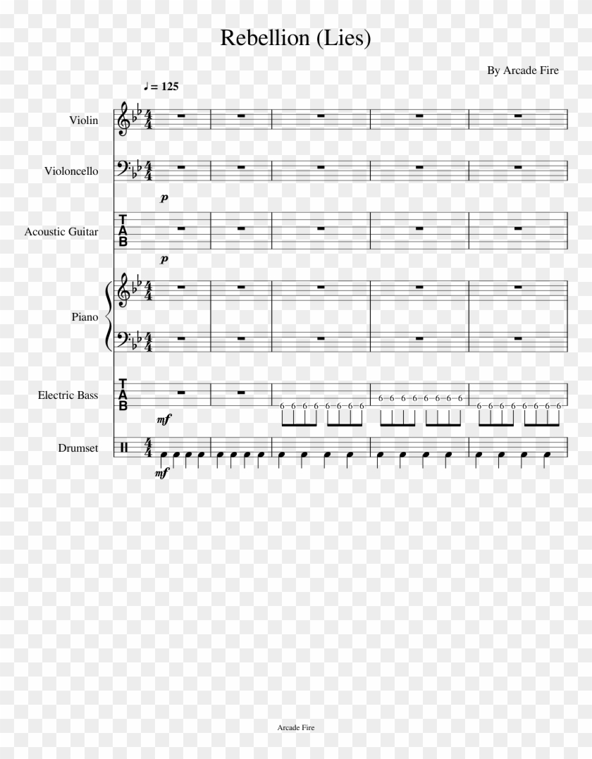 Rebellion By Arcade Fire Sheet Music Composed By Arcade - Arcade Fire Rebellion Piano Sheet Music Clipart