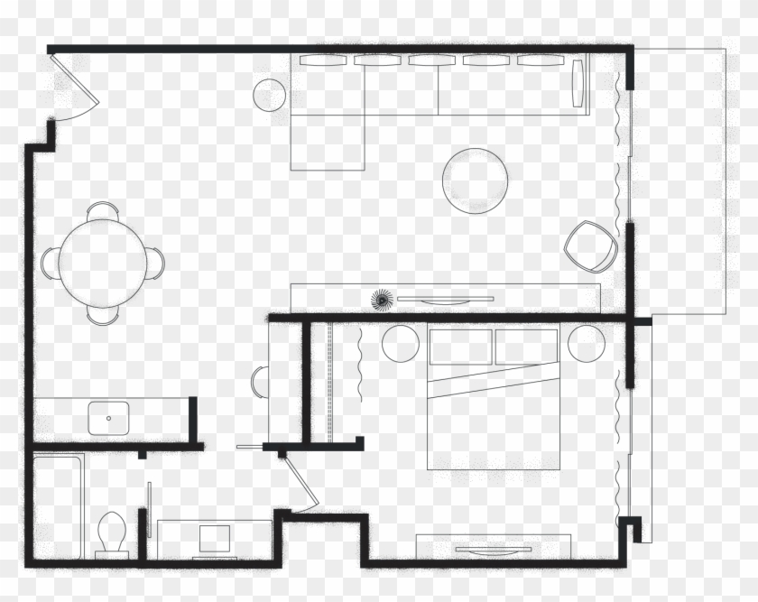 City View King Suite Floor Plan - Technical Drawing Clipart #4870070