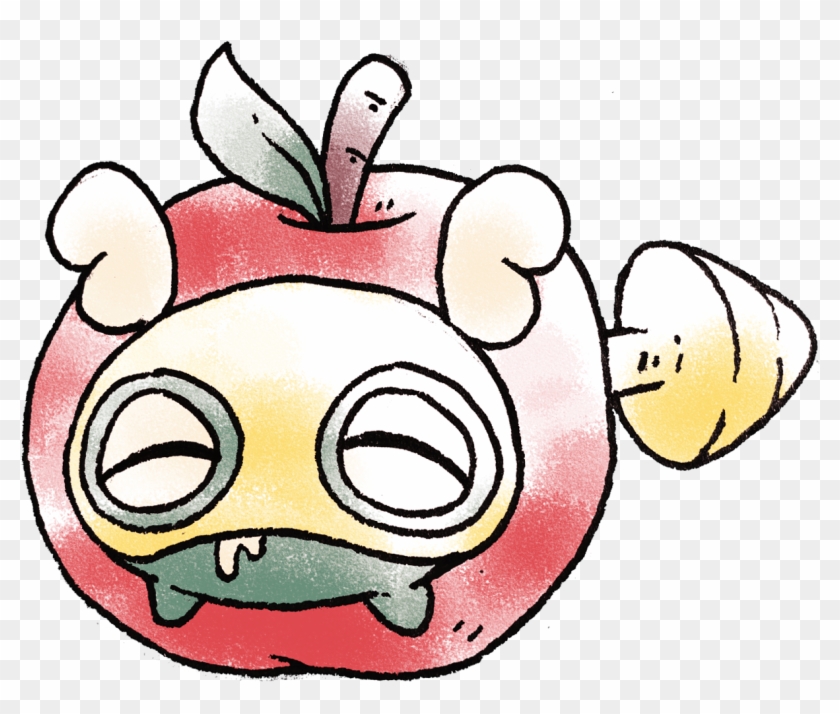 Dunsparce Enjoying An Apple - Cartoon Clipart