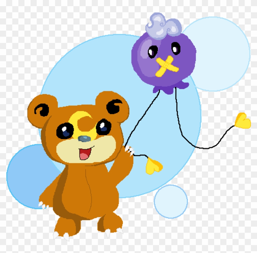 Teddiursa And Drifloon - Cartoon Clipart #4871497