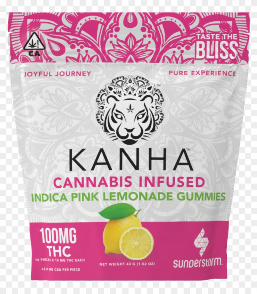 Kanha Pink Lemonade Indica 100mg By Kanha Gummies - Cannabis Infused Pineapple Gummies Clipart #4872351