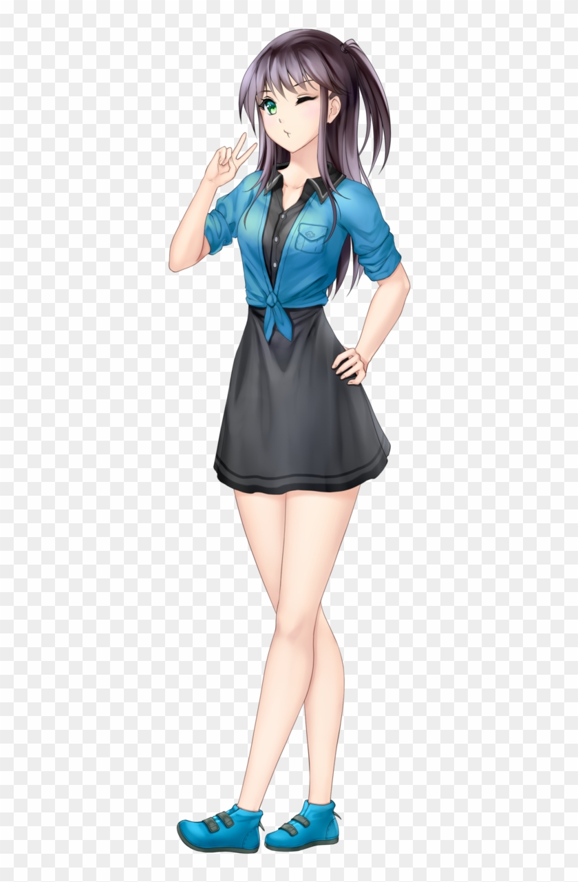 Anime Girl With Black Hair And Green Eyes - Anime Girl Wearing Dress Clipart