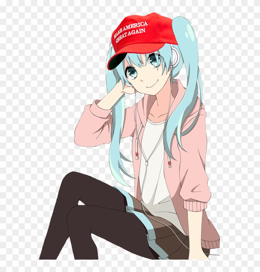 For - Make America Great Again Hat Anime Girl Clipart #4876800