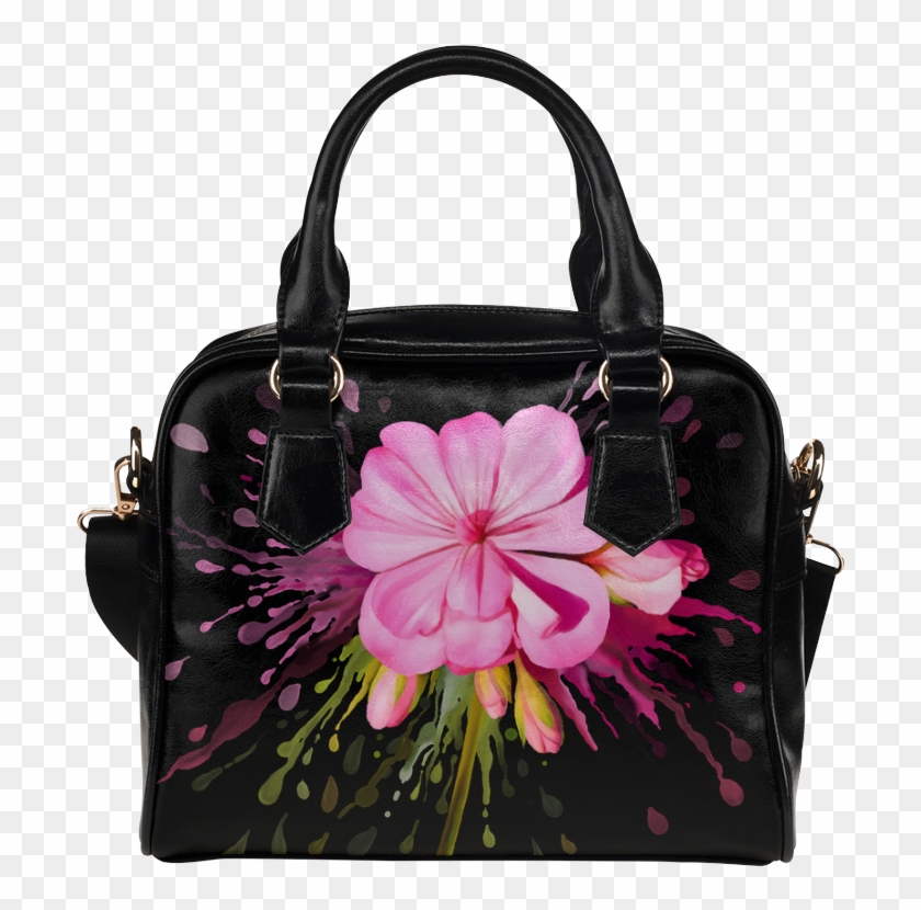 Pink Flower Color Splash, Watercolor Shoulder Handbag - Corpse Bride Handbag Clipart #4878677