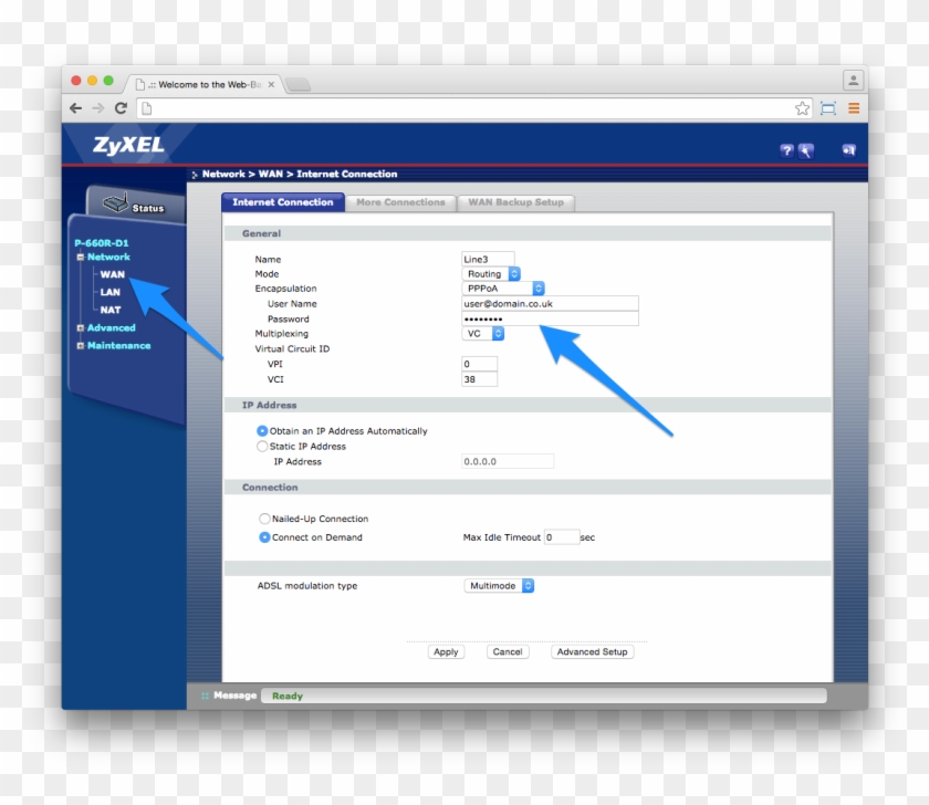 However, Some Isps Will Not Let You Have The Adsl Username - Zyxel P 660hw T1 Clipart