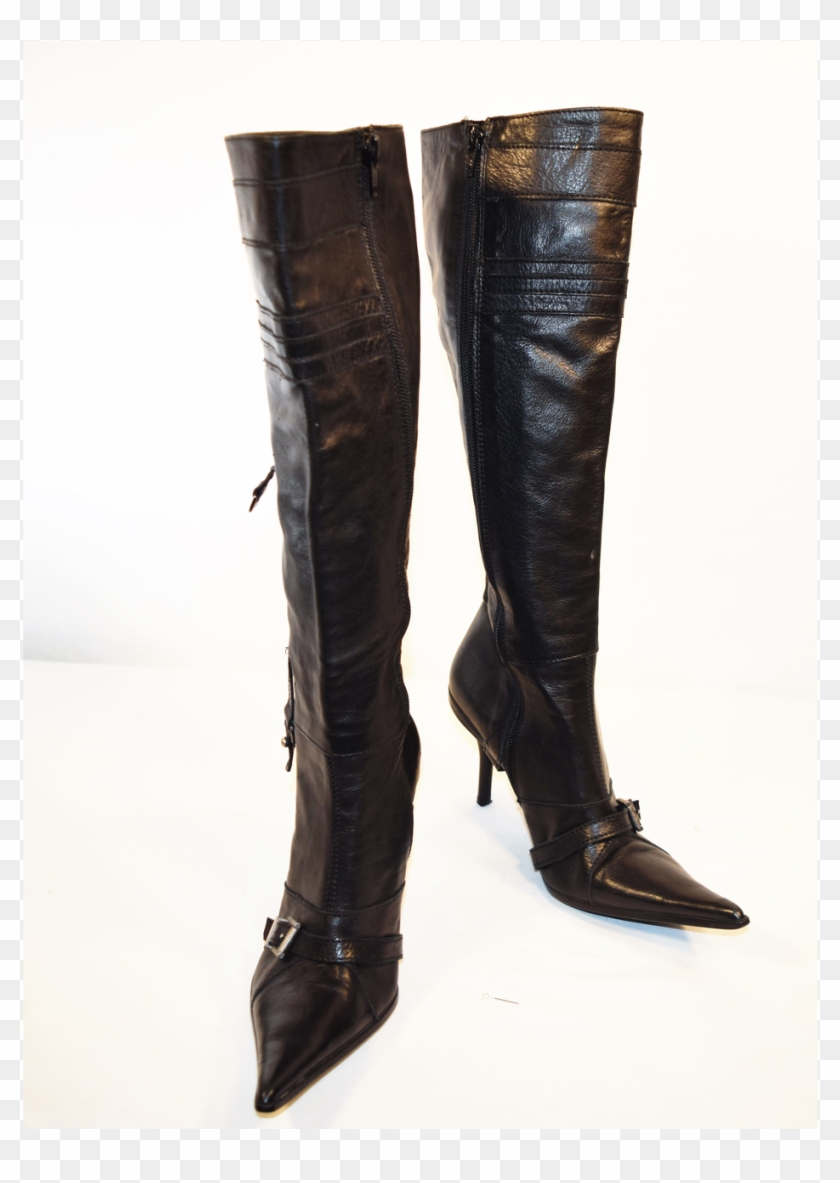 Charles David Belted Beauty Over The Knee Black Leather - Knee-high Boot Clipart #4881290