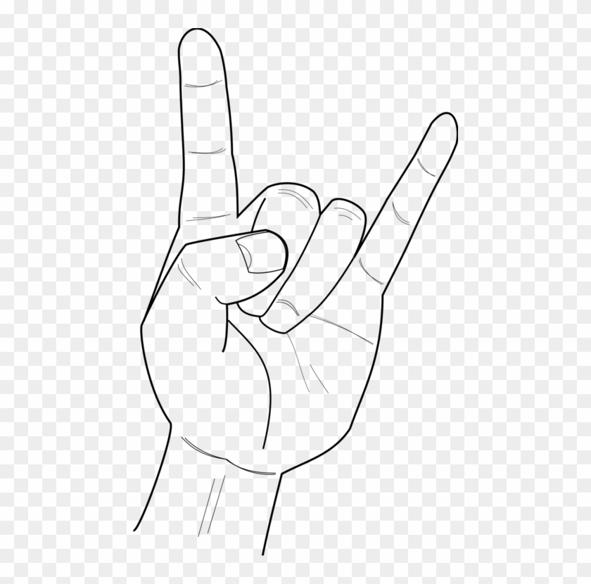 Sign Of The - Draw Rock Hand Sign Clipart #4881415