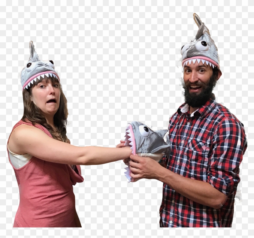 Two People Shark Hats Funny - Fun Clipart